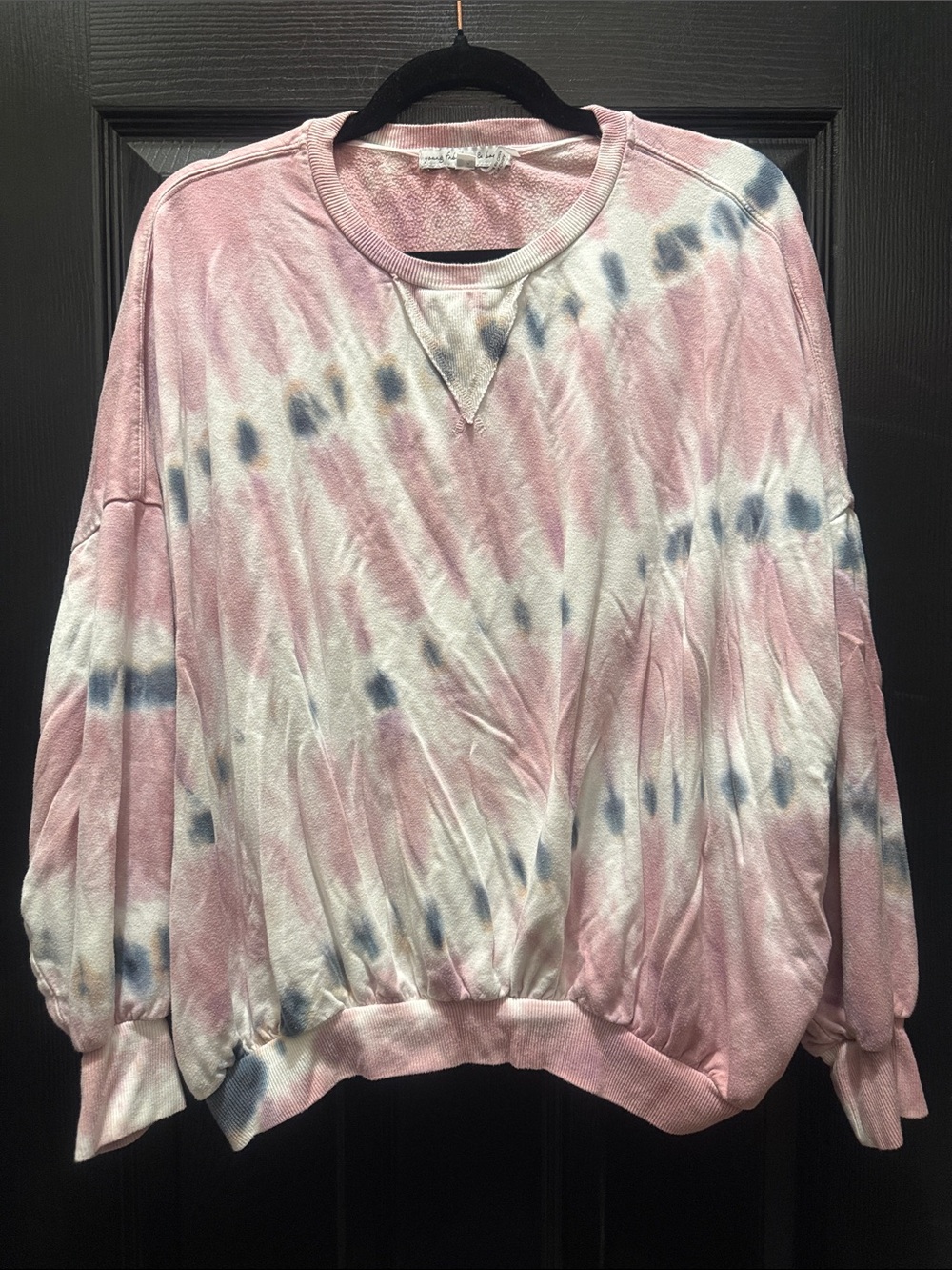 Young Fabulous & Broke Pink and Navy Tie-Dye Crewneck Sweatshirt